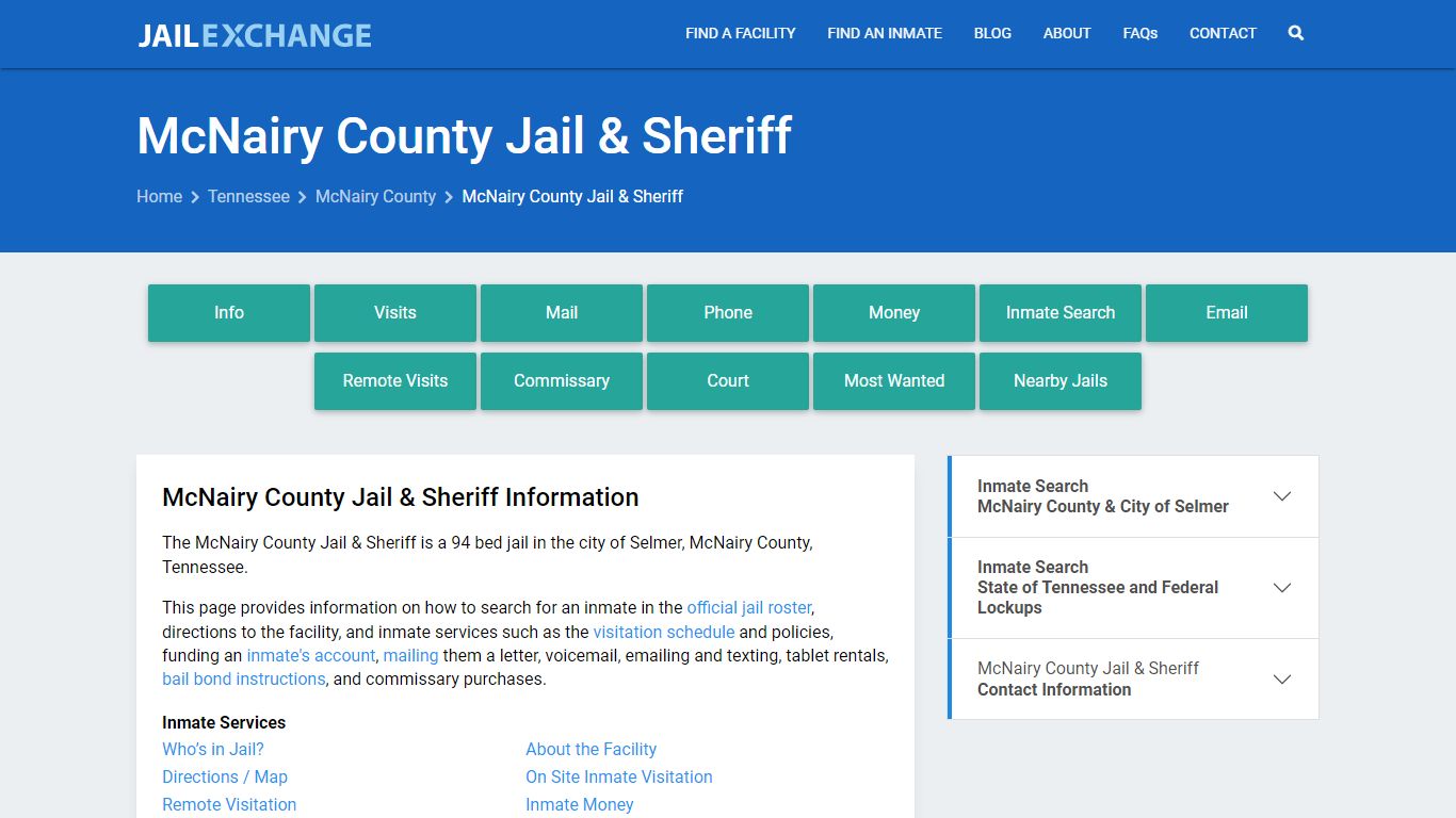 McNairy County Jail & Sheriff, TN Inmate Search, Information