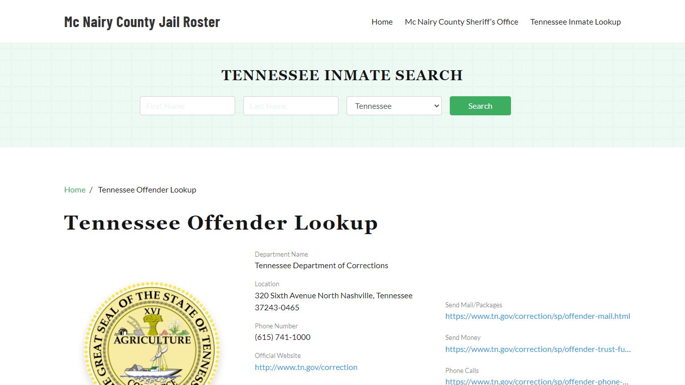 Tennessee Inmate Search, Jail Rosters - Mc Nairy County Jail